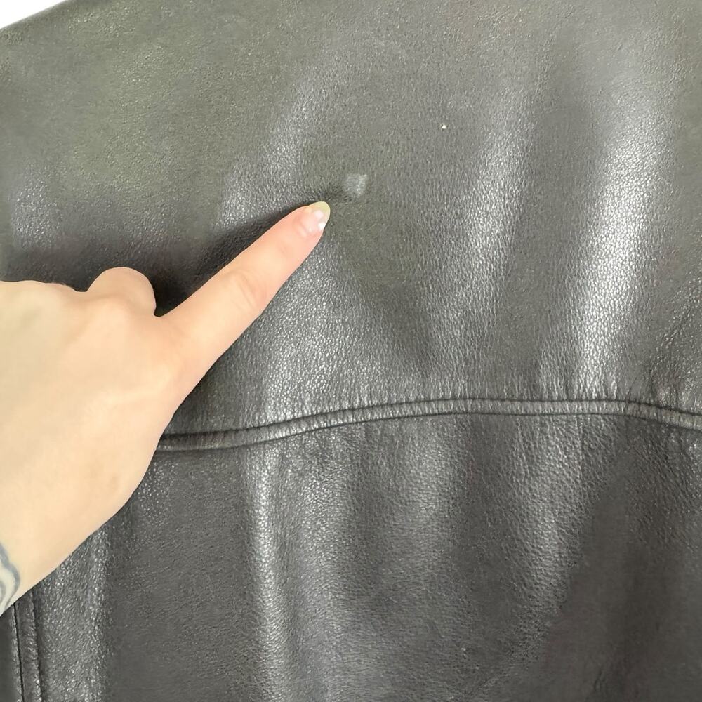 Vintage‎ Dockers Black Zip Front Leather Jacket Large / XL 90s Y2K Oversized - Picture 11 of 16